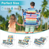 Suteck Beach Chair, Adjustable 5-Position Backpack Beach Chairs for Adults Kids, Foldable Lay Flat Chair with Cooler Bag, Cup Holder and Lumbar Pillow, Reclining Lay Down Chairs (1, Blue&Yellow)