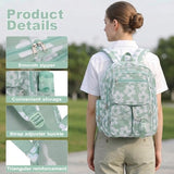 Pepailug Mesh Backpacks for School, Heavy Duty Breathable See Through Bookbag for Women Girls Boys Kids, Large Capacity Mesh bag for Beach Swimming Gym Work Travel- Floral Matcha Green