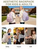 VASCHY Corduroy Backpack for School, Lightweight School Bag for Elementary, Middle & High School, Teen Bookbag, Casual Travel Daypack Black White Checkered