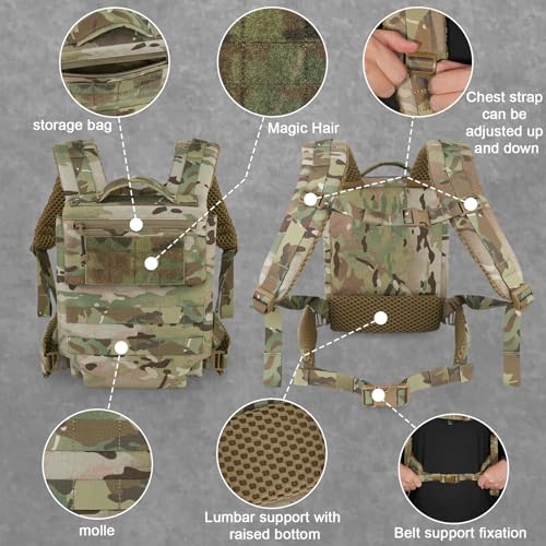 PETAC GEAR Upgraded Weighted Backpack Rucking Backpack for Weight Plates/Honeycomb Breathable fabric/Belt support/Back support platform (max 15lbs capacity) (MC)