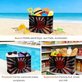 Japanese Chariot Flag Mesh Beach Bag, Red Navy Flag Abstract Large Tote Bag for Swim Pool Beach Travel