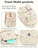 QHRIDS Backpack for Girls Big Student Corduroy Laptop Backpack for College Kids Elementary Middle High School Bag Anti Theft Bookbag Travel Daypack Womens(Corduroy Beige Strawberries)