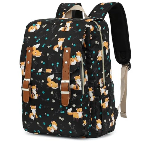 Kouxunt Fox Laptop Backpack for Women Girls, 15.6 inch College School Backpacks Travel Casual Daypack