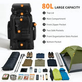 Triforde Hiking Backpack Tactical Backpack for Men Women, 80L Military Backpack Rucksack Waterproof Large Travel Camping Backpack for Men, Molle Rucksack Outdoor Sport Travel Cycling Daypack (Black)