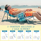 ARURU Beach Chairs for Adults 2 Pack, Portable Folding Backpack Beach Chair Heavy Duty 5-Position Lay Flat with Cooler Bag, Cup Holder for Outdoor/Lawn/Picnic/Camping