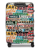 KARL LAGERFELD Paris Women's Logo Explosion Upright Hardside Suitcase, Multi, Large