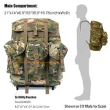 MT Military ALICE Medium Rucksack – 900D ALICE Pack with External Frame, Army Pack with 3 Front Pockets 50L