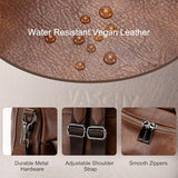 VASCHY Backpack Purse for Women, Large Vegan Leather Backpack Purse with Wallet Pouch Set Convertible Handbag for Ladies Guitar Strap Brown