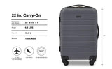 Wrangler Smart Spinner Hardside Luggage, 22-Inch Carry-On, Quiet Shade