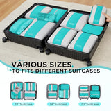 OlarHike 10-Pack Compression Packing Cubes for Travel Essentials,Compressible Expandable Packing Cubes for Suitcase,Luggage Garment Bags for Travel,Handy Helper for Organizing Clothes(Blue Green)
