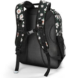 Choco Mocha Daisy Backpack for Teen Girls, Travel School Backpack for Girls Middle School Large Bookbag 18 Inch, Black