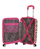 Rockland Safari Hardside Spinner Wheel Luggage, Pink Leopard, Carry-On 20-Inch