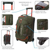 Eddie Bauer Expedition Rolling Duffel Bag with Wheels | Travel | Carry-On | Luggage | Rugged | Durable - Rust, 22"