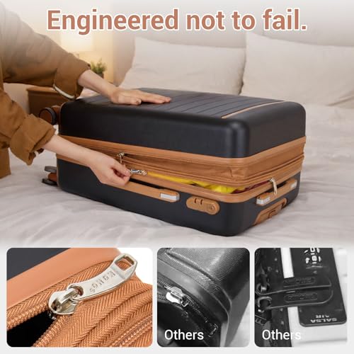 Kono Checked Suitcase 24in Expandable ABS+PC Side Handle luggage Black