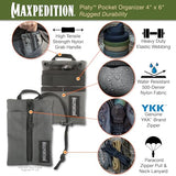 MAXPEDITION Platy Pocket Organizer, Durable EDC Tool Pouch for Men, Neck Wallet with Paracord Lanyard, Holds Flashlight, Multitool, Pen, Notebook (Wolf Gray, 4" x 6")