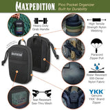 MAXPEDITION Pico Pocket Organizer, Ultra Compact EDC Gear Pouch, Tactical Utility Pouch for Everyday Carry, Tools, Gadgets, Outdoor First-Aid Kit, Survival (Black)