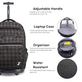 J World Sundance Laptop Rolling Backpack for Girls Boys. Roller Bookbag with Wheels, 20 Inch, Argyle Black