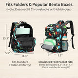BrainyBees Kids Backpack for Boys Kindergarten - 15 Inch Sturdy School Bookbag Fits Folder, Dinosaur Backpack for Kids 4-7 with Leakproof Insulated Pocket for Lunch and Snacks, Black