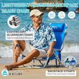 #WEJOY Beach Chair for Adults, Reclining Adjustable Position, Lay Flat Lightweight Folding Portable Aluminum Chair with Backpack Straps,Padded headrest, Heavy Duty 400 lbs Lawn Chair for Beach, Sand
