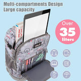 Tilami Rolling Backpack for Kids 19 inch with Lunch Bag Wheeled Laptop Backpack,Grey