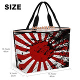 Japanese Chariot Flag Mesh Beach Bag, Red Black Flag Abstract Large Tote Bag for Swim Pool Beach Travel