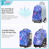 NEW TILAMI 19 inch Rolling Backpack Teens Rolling Backpack Cute Wheeled Laptop Backpack Bookbag Roller Travel Bag College, Star Violet