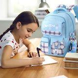 Roffatide Anime Kawaii School Backpack for Girls Boys with 21Pcs Accessories Cartoon Students Aesthetic New Semester Gifts Laptop Backpack with Cute Pins, Anti-Theft, ID Badge Holder