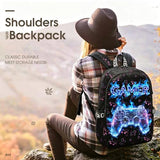HUWAAI Cool Gaming Neon Backpack for Men Women Game Controller Lightweight College Laptop Backpacks Blue Flame Large Capacity Travel Daypack Laptop Bag with USB Charger Port