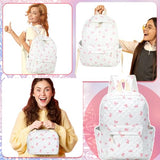 Shyyween 3 Pcs Backpack Back to School Bags Set Cotton Quilted Lunch Box Pencil Bag Daypack Bookbags for Girl Women Travel(Bow,Pink)