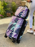 World Traveler VentureX Airline Approved 2-Piece Carry-On Luggage Set – Lightweight Hardside Polycarbonate Suitcase with Spinner Wheels - Tropical Leaves