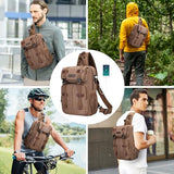 WITZMAN Sling Bag for Men Large Canvas Crossbody Bag with USB Charging Port