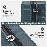 Coolife Lightweight Luggage with TSA Lock,Large Checked Teal Blue