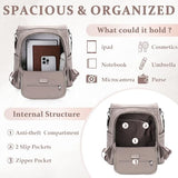 RAVUO Backpack Purse for Women, Fashion Anti Theft Leather Purse Convertible Ladies Shoulder Bag Handbag with Guitar Shoulder Strap,Grey