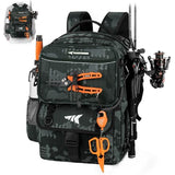 KastKing BaitSpace 50L Fishing Tackle Backpack with Removable Bait Binder,2 Rod Holders Storage Fishing Gear and Equipment,Black Camo