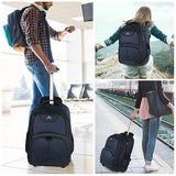 MATEIN Backpack with Wheels, Travel-friendly Rolling Laptop Backpack for Men Women, Freewheel Carry on Luggage Business bag, Compact College Trolley Suitcase Computer Bag fit 17 inch Notebook, Blue