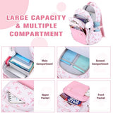 Bevalsa Backpack for Girls, Bow School Bookbag Teen Girls Backpack Set with Bento Lunch Box, Insulated Bag & Pencial Case, 43oz Lunch Containers for Kids Elementary Middle Student (Pink Bow)
