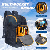 50L Ski Backpack - Water-resistant Ski Boot Bag for Men & Women, Ski Bag with Helmet Holder, Separate Compartments for Goggles, Gloves, Snowboard & Accessories, Durable Ski Carry On Backpack