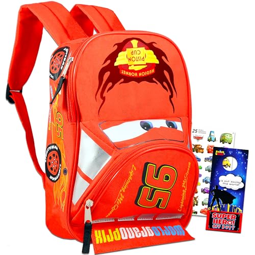 Disney Cars Backpack for School Bundle w/ 16" Deluxe Bookbag for Toddlers