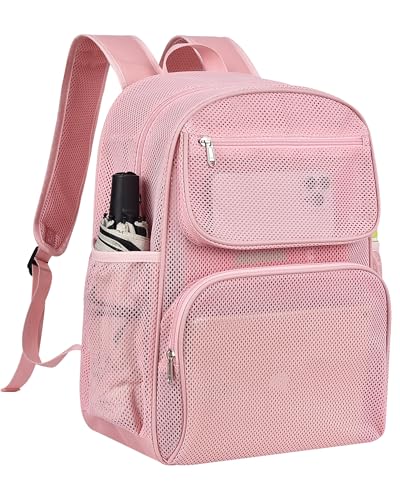 Lyingflat Heavy Duty Mesh Backpack, Transparent Beach Bag, Pool & Travel
