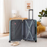 World Traveler Dejuno Motley Lightweight Hardside Expandable Spinner Luggage, Blue, Large Checked