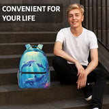 Cute Ocean Dolphin Backpack for Women Teen Girls School Laptop College Underwater Marine Life and Coral Reef Backpacks for Gifts Travel Hiking Work Camping, Polyester Lightweight Bookbag Back Pack