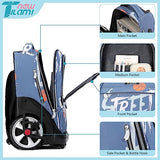 NEW TILAMI 19 Inch Rolling Backpack with Lunch Bag for Girls Boys Wheeled Laptop Backpack Durable Carry-on Bag School Travel, Street Basketball