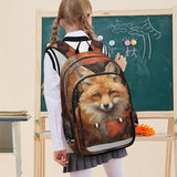 senya Fox Backpack for Boys Girls, Autumn Maple Leaf Fox Backpack Students Bookbag Daypack for School Primary Teens, A01E23034