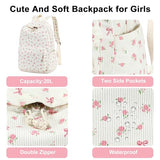BTOOP School Backpack for Girls Teens Large Corduroy Bookbag Lightweight 15.6 inch Laptop Bag for Women Casual High School College (Pink Bow Floral)