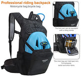 Lemuvlt Hiking Daypack 15L Capacity Waterproof Biking Backpack, Many Compartments Lightweight & Durable - Ideal for Skiing Skating Snowboarding Hiking Running MTB Cycling, Black