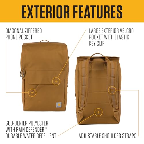 Carhartt 21L Top-Load Backpack, Durable Water Resistant Coated Canvas Base W/ 17" Laptop Sleeve, Bluestone