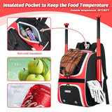 Ciihars Youth Baseball Bag - Baseball Backpack Bat & Glove Holder, T-Ball & Softball Equipment & Gear,Large Main Compartment for Helmet & accessories, Fence Hook，Insulation Pocket (red)