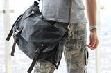 [Upgraded] Vintage Canvas Messenger Bag 13 15.6 17 inches Large Book Laptop Shoulder Bag Women Men New (Black, X-Large)