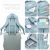 abshoo Large Heavy Duty Backpack For School College Bookbag Casual Multi Pocket Travel Backpacks (Blue)