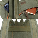 Bluboon Canvas Vintage Backpack Leather Casual Bookbag Men Rucksack (Green)